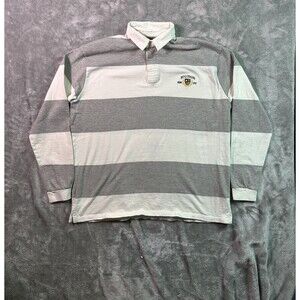 BDG Striped White And Gray Rugby Shirt Long Sleeve Size Medium